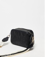 Valentino pansy embossed logo crossbody camera bag in black