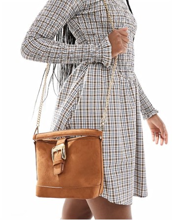 mini buckle bag in brown