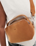 PASQ crossbody camera bag in tan suede