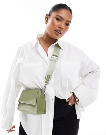 PASQ flapover classic crossbody bag in matcha green