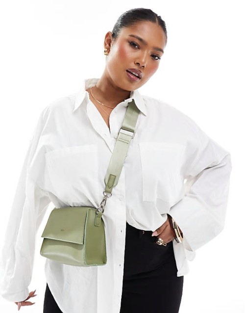 PASQ flapover classic crossbody bag in matcha green