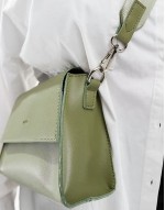 PASQ flapover classic crossbody bag in matcha green