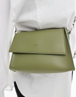PASQ flapover classic crossbody bag in matcha green