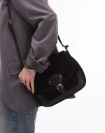 leather western crossbody in black