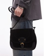 leather western crossbody in black