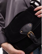 leather western crossbody in black