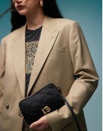 mini nylon quilted cross body bag in black