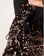 Anne sequin grab bag with cross body chain in brown