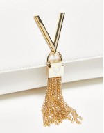 Valentino Divina foldover tassel detail cross body bag in white