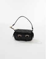 shoulder bag with pockets and hardware detail in black