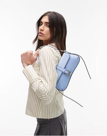 Sophia western buckle shoulder bag in light blue