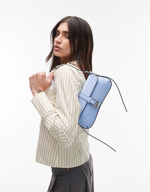 Sophia western buckle shoulder bag in light blue