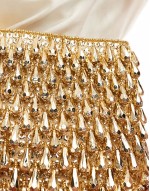 all over beaded zip top clutch bag in gold
