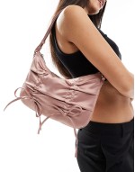 Cotton On aries shoulder bag with bows in pink satin