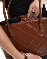 large quilted shoulder bag in brown