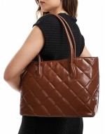large quilted shoulder bag in brown