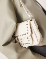 studded pocket detail 90s shoulder bag in cream