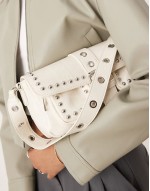 studded pocket detail 90s shoulder bag in cream