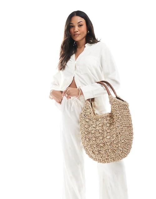 raffia large scoop shoulder bag in natural
