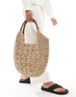 raffia large scoop shoulder bag in natural