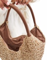 raffia large scoop shoulder bag in natural