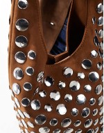 studded shoulder bag in brown