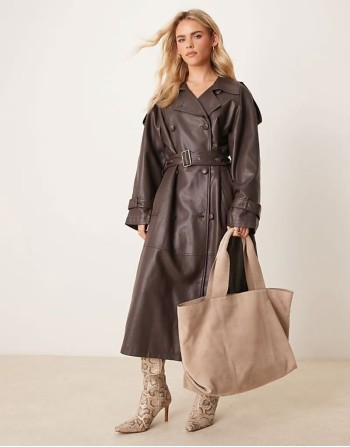 suede boxy tote bag in stone