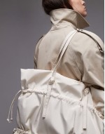 Tino nylon ruched tote bag in off white