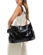 Wraith belt slouchy tote in black
