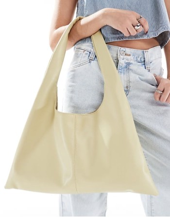 winged shoulder tote bag in pale green