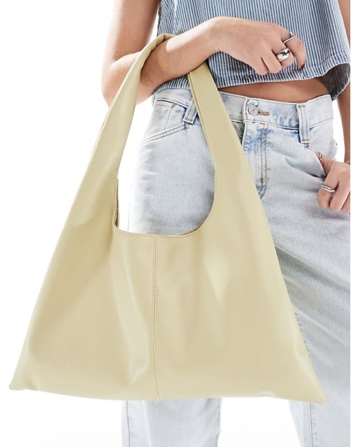 winged shoulder tote bag in pale green