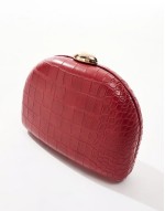 faux croc box clutch in red