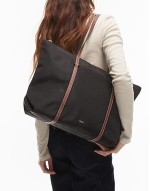 classic tote bag with contrast handles in black