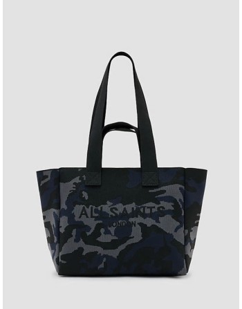 Izzy medium knitted tote bag in blue camo