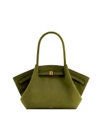 Hana medium faux suede tote bag in olive green