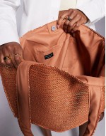 shoulder straw beach tote bag in metallic bronze