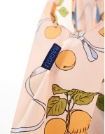 nylon shopper tote bag in apricot ribbon print