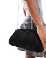 plisse clutch bag in black