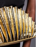 metallic pleated clutch bag gold